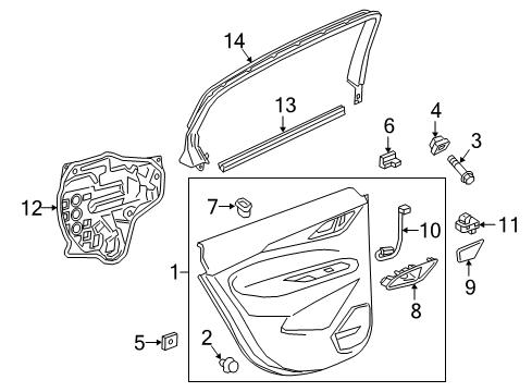 2020 Buick Regal Sportback Sealing Strip Assembly, Rear Side Door Window Inner Diagram for 13463903