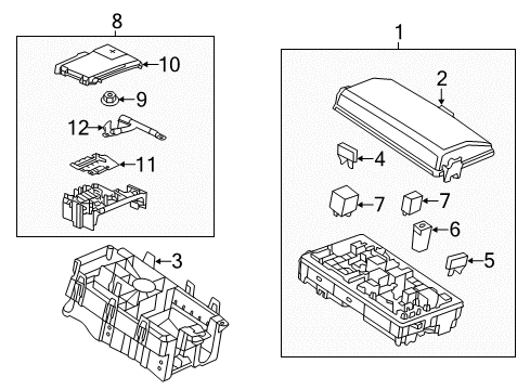 2014 Cadillac XTS Block Assembly, Front Compartment Fuse Diagram for 23162495