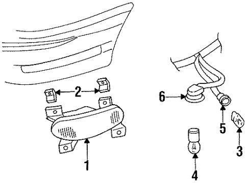 1996 Oldsmobile Aurora Corner & Side Marker Lamps Diagram