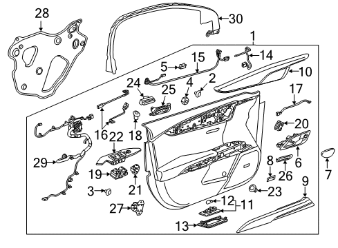 2018 Cadillac XTS Interior Trim - Front Door Diagram