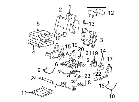 2009 Cadillac Escalade ESV Rear Seat Components Diagram 7 - Thumbnail