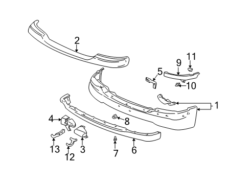 2000 GMC Sierra 2500 Front Bumper Diagram