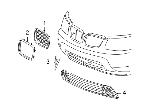 2008 Pontiac Torrent Grille, Radiator Outer (L.H.) Diagram for 10396740