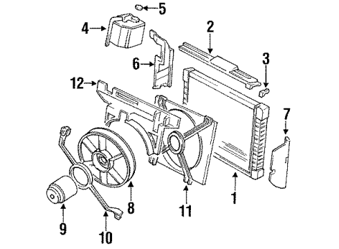 1989 Pontiac Grand Am Bracket Kit,Electric Cooling Fan Diagram for 22076216