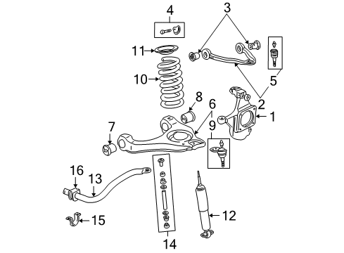 2001 Chevy Suburban 2500 Front Suspension, Control Arm Diagram 4 - Thumbnail