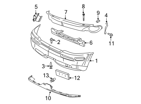 2004 Oldsmobile Bravada Front Bumper Cover Diagram for 88937035