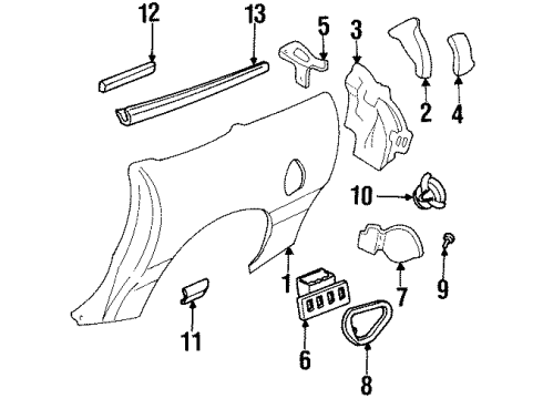 1999 Pontiac Firebird Reinforcement, Rear Compartment Lift Window Bumper Diagram for 14098193