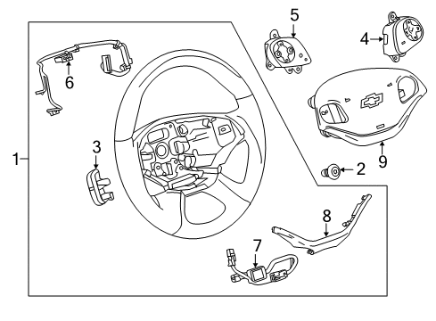 2018 Chevy Impala Steering Wheel Assembly *Black Diagram for 84346030