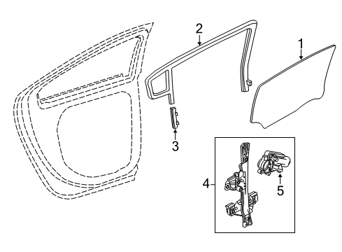 2012 Chevy Volt Weatherstrip,Rear Side Door Window Diagram for 22906078