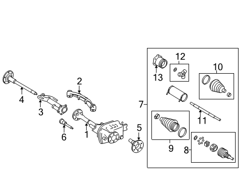 2012 Chevy Silverado 1500 Carrier & Front Axles Diagram 1 - Thumbnail