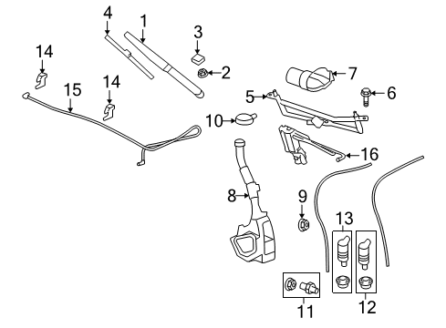 2007 Saturn Outlook Windshield - Wiper & Washer Components Diagram