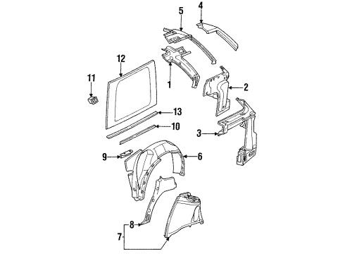 1993 Saturn SW1 Panel,Back Body Pillar Inner Upper Diagram for 21126093