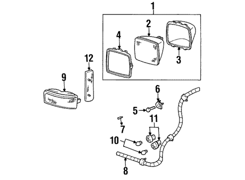 1988 GMC C3500 Headlamps, Electrical Diagram