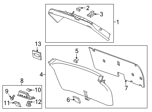 2017 Cadillac XT5 Panel Assembly, Lift Gate Upper Trim Finish *Black Diagram for 84146656