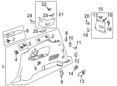 2014 Chevy Traverse Interior Trim - Quarter Panels Diagram