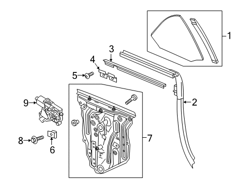 2021 Chevy Camaro Front Door Glass & Hardware Diagram