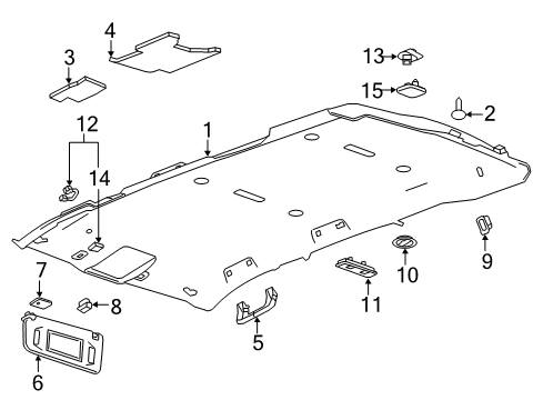 2015 GMC Yukon Panel Assembly, Headlining Trim *Grey R Diagram for 23407339