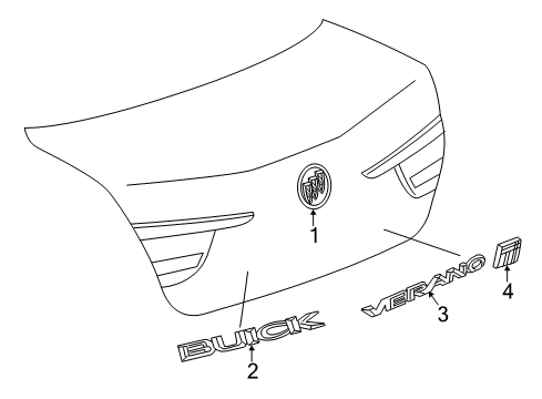 2013 Buick Verano Rear Compartment Lid Emblem Assembly Diagram for 20913789