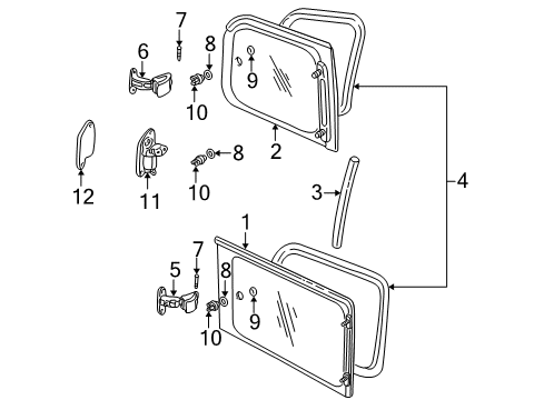 1999 Pontiac Montana Window Assembly, Body Side Front Diagram for 10418790