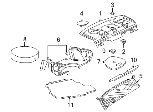 2000 Chevy Impala Grille, Radio Rear Speaker *Pewter Diagram for 10430588