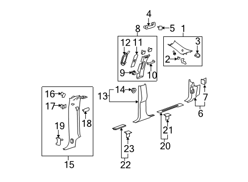 2010 Cadillac Escalade EXT Molding Assembly, Body Lock Pillar Garnish *Light Cashmere Diagram for 15923946