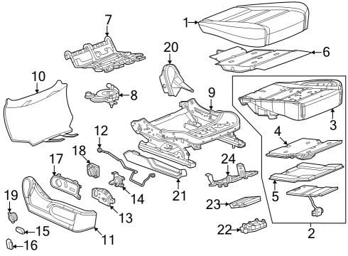 2024 GMC Sierra 2500 HD Passenger Seat Components Diagram 2 - Thumbnail