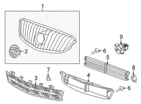 2012 Buick LaCrosse Grille Assembly, Radiator Outer Diagram for 20925291