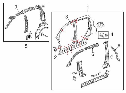 2021 Chevy Spark Reinforcement Assembly, Body Lock Pillar Lock Striker Diagram for 95242056