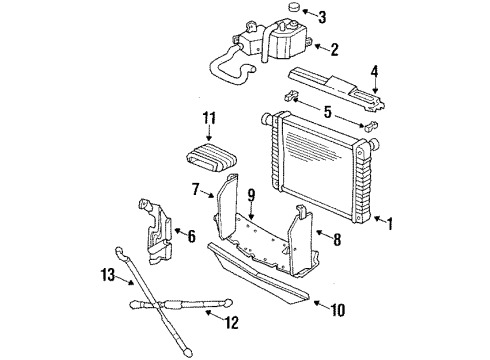 1990 Buick Skylark Radiator & Components Diagram