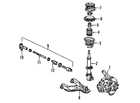 1985 Pontiac Fiero Strut Asm,Rear Suspension Diagram for 22049973