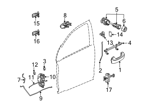 2004 Saturn Vue Rod,Front Side Door Lock Cyl Diagram for 22703189