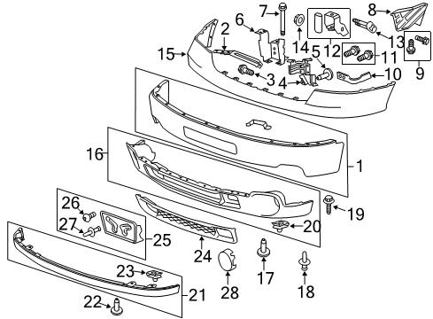 2011 GMC Sierra 2500 HD Front Bumper Diagram 1 - Thumbnail