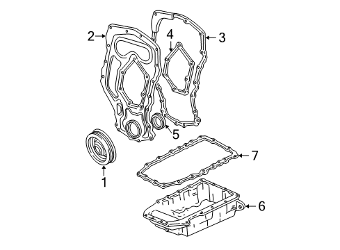 1999 Chevy Malibu Engine Parts, Mounts, Cylinder Head & Valves, Camshaft & Timing, Oil Pan, Oil Pump, Balance Shafts, Crankshaft & Bearings, Pistons, Rings & Bearings Diagram