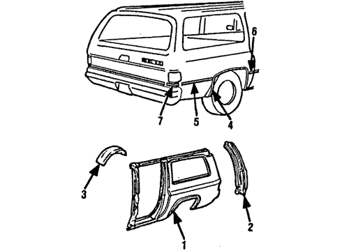 1985 Chevy C20 Suburban Door Assembly, Fuel Tank Filler Diagram for 14052026