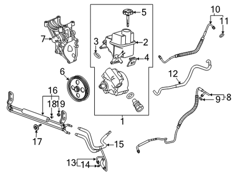 2021 Chevy Silverado 3500 HD P/S Pump & Hoses, Steering Gear & Linkage Diagram 2 - Thumbnail