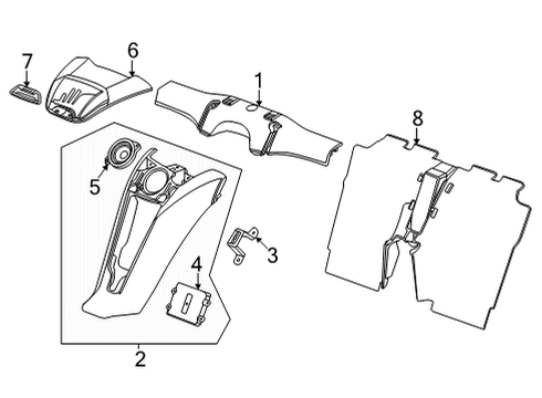 2024 Chevy Corvette Panel, R/Cmpt Closeout Upr *Blue U Diagram for 84342218