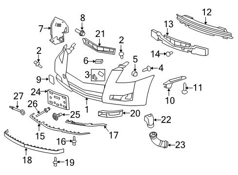 2010 Cadillac CTS Insert, Front Bumper Fascia *Service Primer Diagram for 20823994