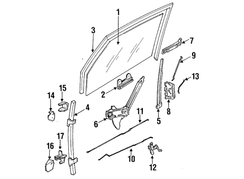 1991 Pontiac Sunbird STABILIZER, Front Door Window Sash Diagram for 12505083