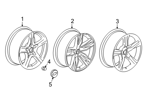 2017 Chevy Camaro Wheel Rim, 20X9.5J Aluminum 39Mm Outside 120X5Xm14 B/*Sterling Silencer Diagram for 22998077