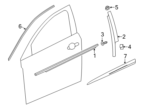 2017 Chevy Cruze Front and Rear Smooth Door Moldings in Kinetic Blue Metallic Diagram for 84207348