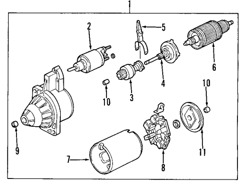 1997 Cadillac Catera Gear,Starter Drive Shaft Diagram for 90543451