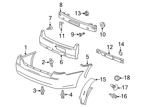 2006 Chevy Malibu Bumper Cover Facial Rear Sedan Diagram for 15269903