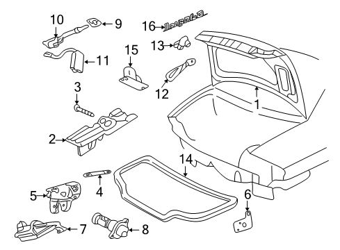 2002 Chevy Impala Trunk Lid & Components, Exterior Trim Diagram