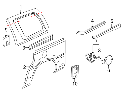 2005 Buick Terraza Side Panel & Components Diagram