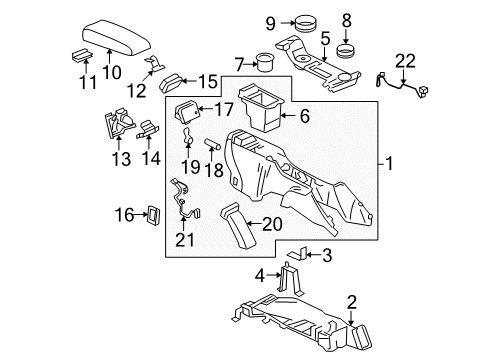 2006 Buick Rainier Console Assembly, Front Floor *Vr Dark Cashme Diagram for 25815725