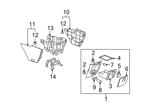 2006 Chevy Uplander Compartment Asm,Front Floor Console *Cashmere Diagram for 15119272