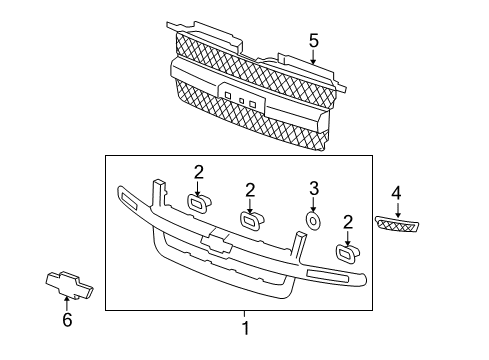 2007 Chevy Trailblazer Grille & Components Diagram