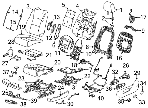 2020 Cadillac XT4 Cap,Front Seat Adjuster Vertical Actuator Handle Bolt Diagram for 84211091