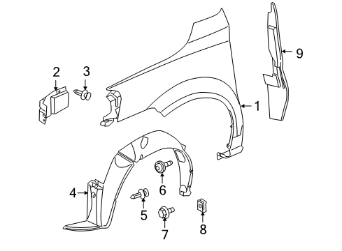 2006 Saturn Relay Liner Assembly, Front Wheelhouse Diagram for 15247661