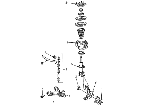 1986 Oldsmobile Delta 88 Front Suspension Components, Lower Control Arm, Stabilizer Bar Diagram